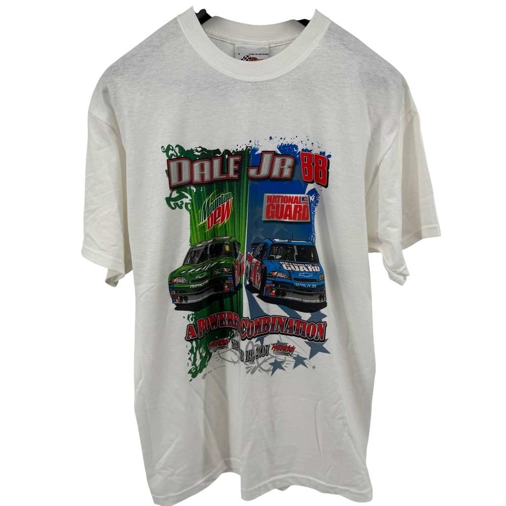 Winners Circle Dale Jr 88 Racing T-Shirt‎ Mens L White NASCAR Mountain Dew 2007